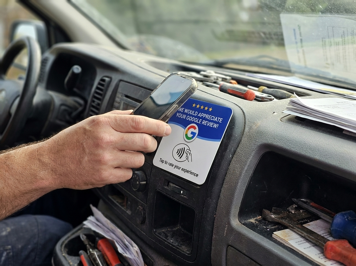 TapReview kaart op een werkbus